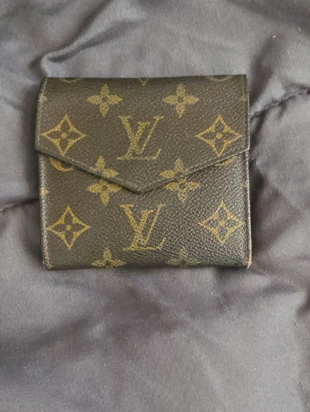 AUTHENTIC Louis Vuitton Monogram Compact Envelope Wallet - Brown/Gold Accents
